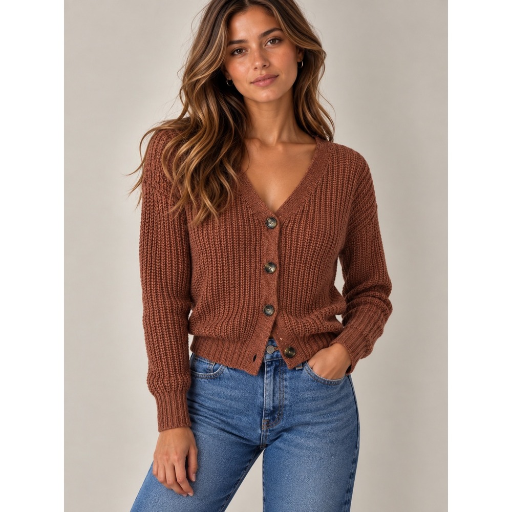 Moon & Madison Thick Chunky Knit Fall Cardigan Sweater, S
